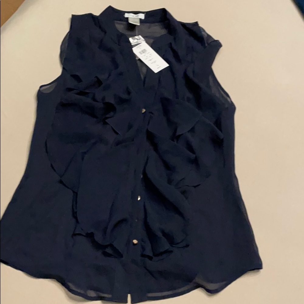 Sheer blouse with a ruffle front